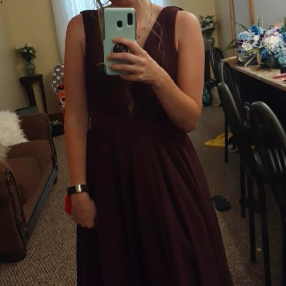 Bridesmaid Dress — Grape (High-Low length, scoop back)